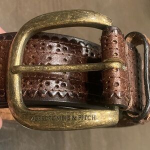 Abercrombie & Fitch Brown Leather Belt with Perforated Design